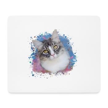 cat, colorful, watercolor, art, painting, graffiti, yellow - Mouse Pad (horizontal) - white - Front