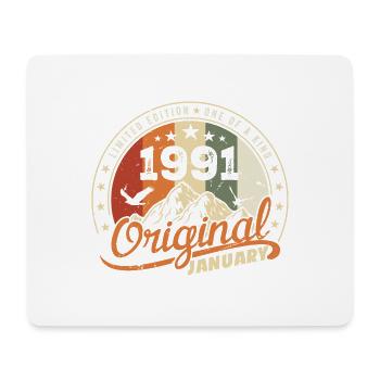 Original Geboren im Januar Geburtstag | Januar 1991 - Mousepad (Querformat) - Weiß - Vorne
