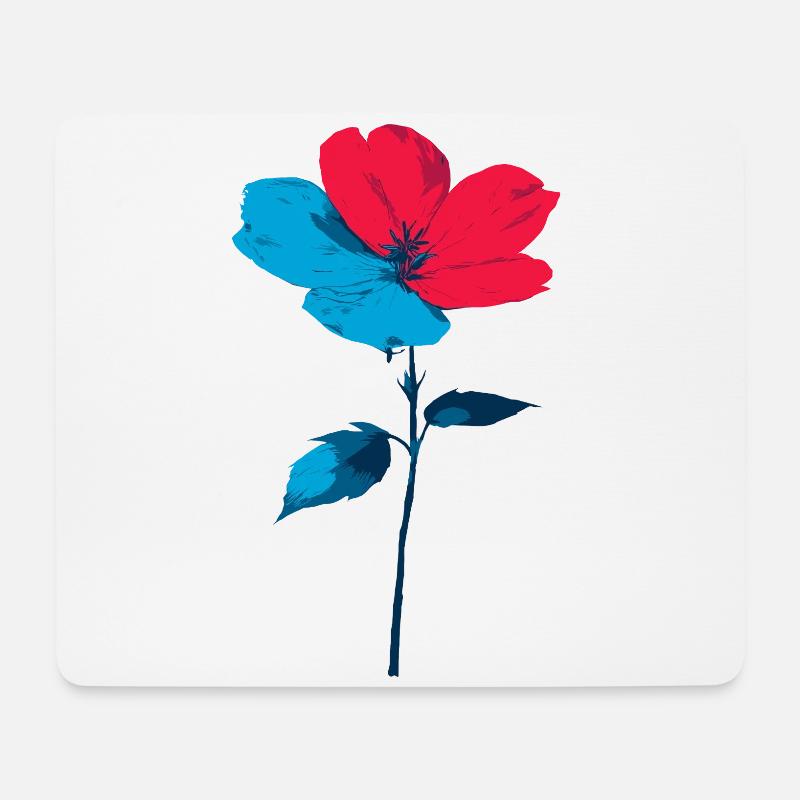 Blau rote Blume - Mousepad (Querformat) - Weiß