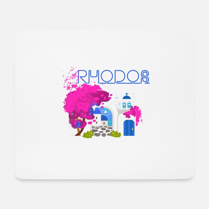 rhodos,greece,bild,landschaft,blumen,kollage - Mousepad (Querformat) - Weiß