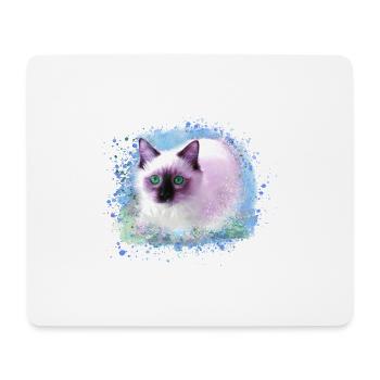 chat, bleu, aquarelle, peinture, graffiti, chaton - Tapis de souris (format paysage) - blanc - Devant