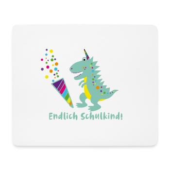 schulkind,dinosaurier,dino, endlich schulkind - Mousepad (Querformat) - Weiß - Vorne