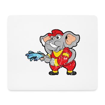 Retro Vintage Grunge Style Feuerwehrmann Elefant - Mousepad (Querformat) - Weiß - Vorne