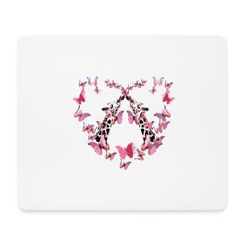giraffe, butterflies,heart,flies,colorful,painting, - Mouse Pad (horizontal) - white - Front