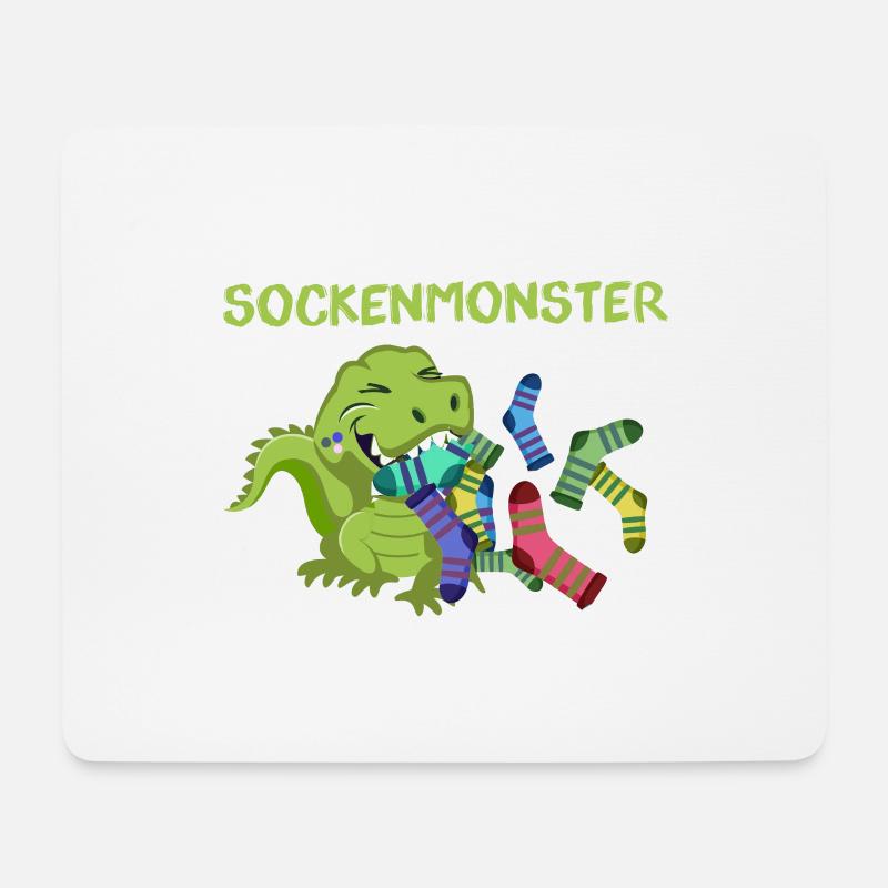 sockenmonster,socken,dinosaurier,dino, monster - Mousepad (Querformat) - Weiß