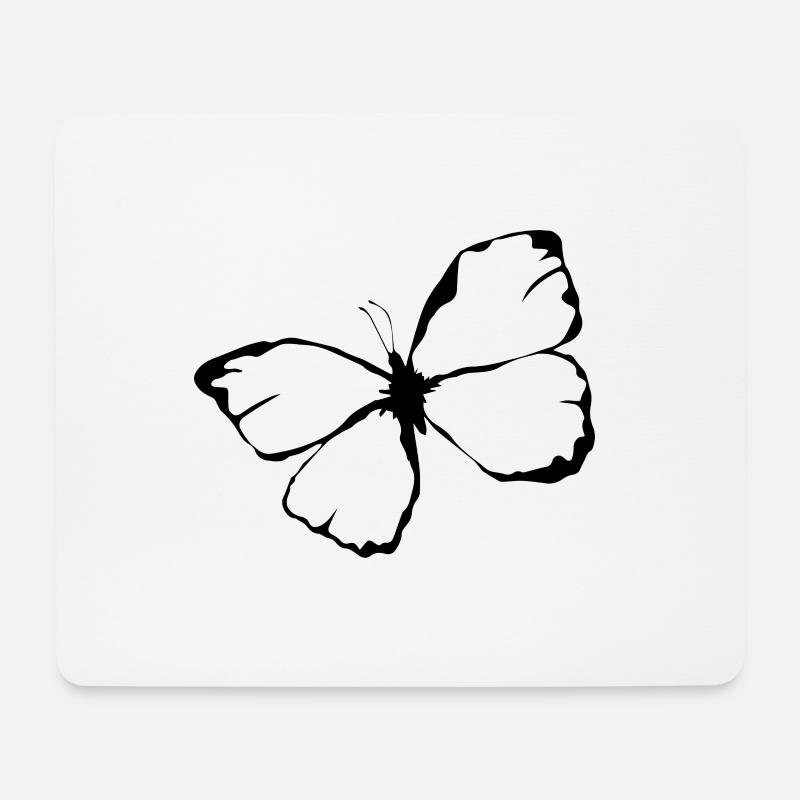 Farfalla illustrata Regalo in bianco e nero - Tappetino per mouse (orizzontale) - bianco