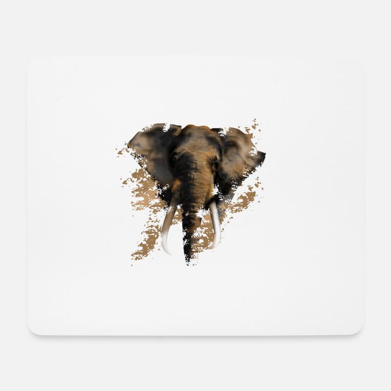 Elefant - Mousepad (Querformat) - Weiß