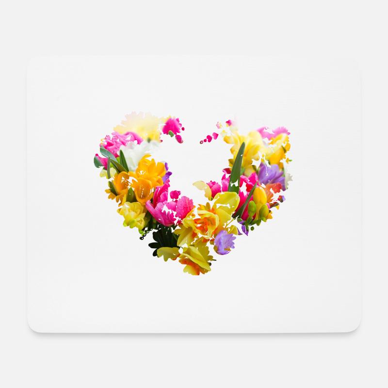 blumenherz,herz,blumen,foto,bunte blumen - Mousepad (Querformat) - Weiß