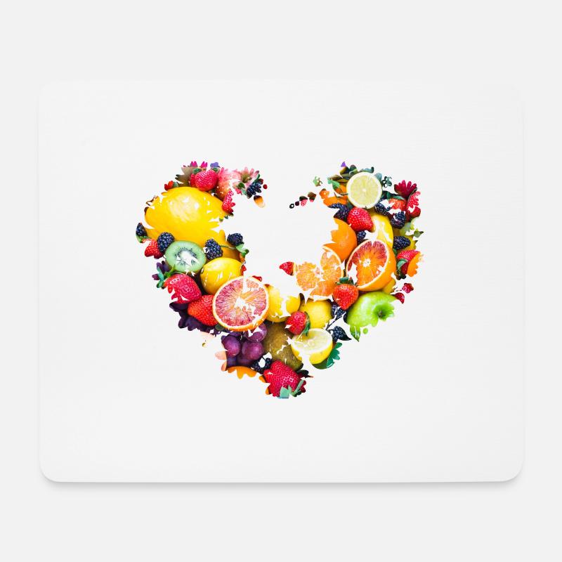 herz,obst, obstherz,bunt,äpfel,küche - Mousepad (Querformat) - Weiß
