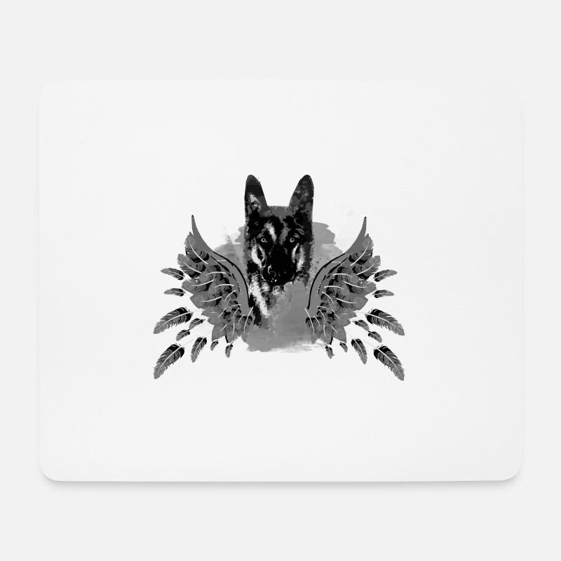 schäferhund ,hund,graffiti, schutzengel,engel - Mousepad (Querformat) - Weiß