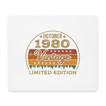 Cadeau d’anniversaire vintage octobre 1980 - années 1980 - Tapis de souris (format paysage) - blanc - Devant