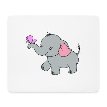 Elefant Schmetterling Niedlich - Mousepad (Querformat) - Weiß - Vorne