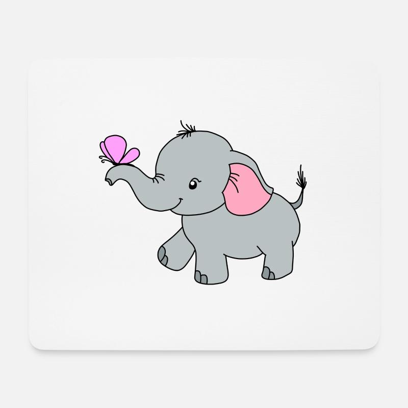 Elefant Schmetterling Niedlich - Mousepad (Querformat) - Weiß