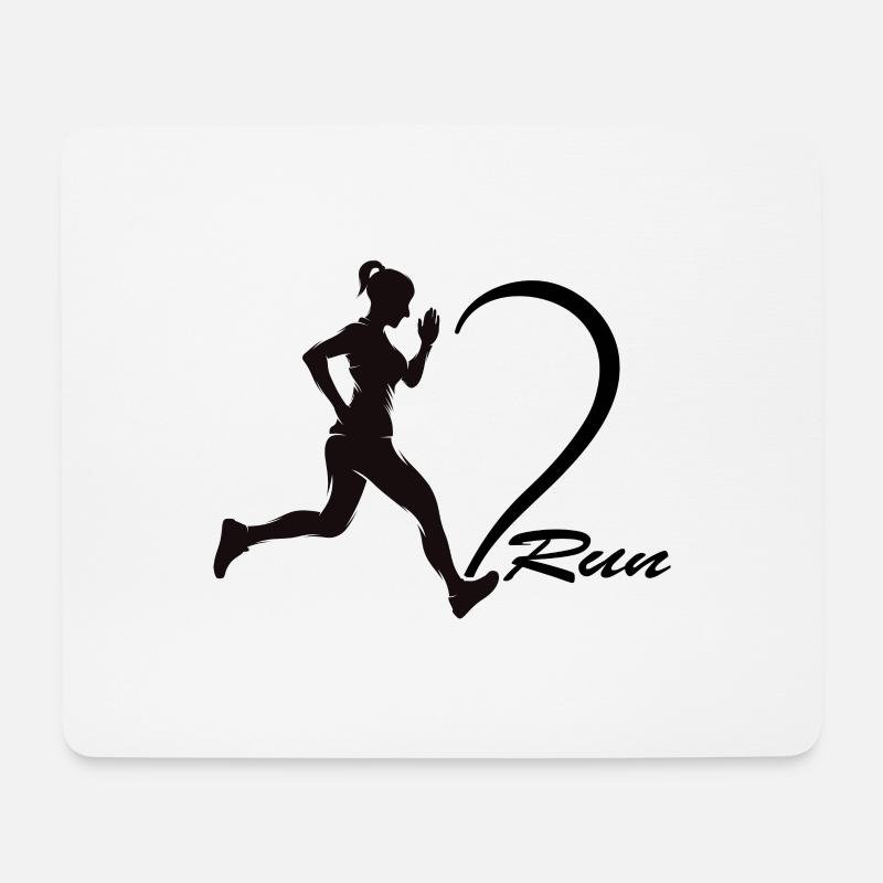 Läuferin läuft Marathon RUN Laufschuhe RunningGirl - Mousepad (Querformat) - Weiß