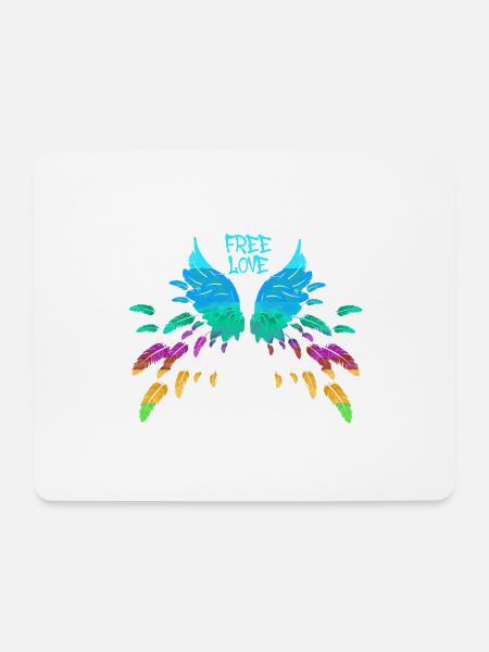 bunte flügel,engelsflügel,angelwings,free love - Mousepad (Querformat) - Weiß