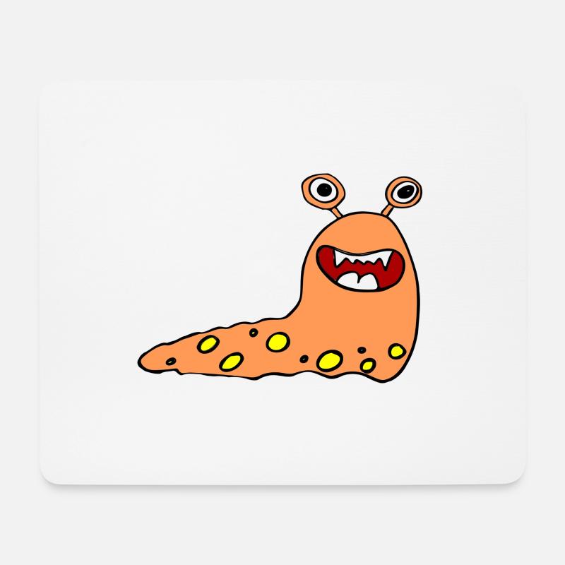 Schnecke Monster Orange Punkte - Mousepad (Querformat) - Weiß