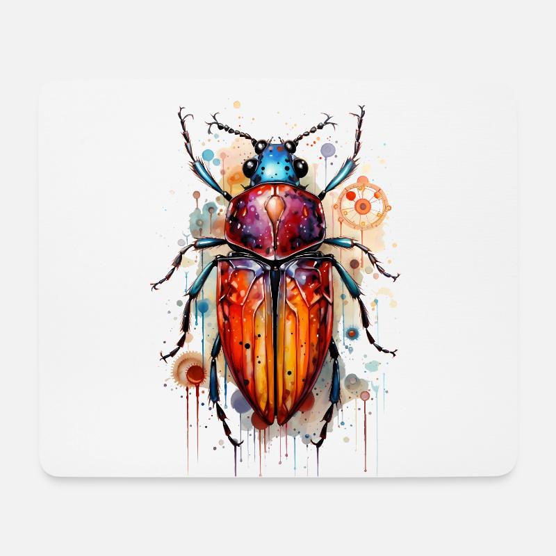Cooler Wasserfarben Boho Kaefer Insekt - Mousepad (Querformat) - Weiß