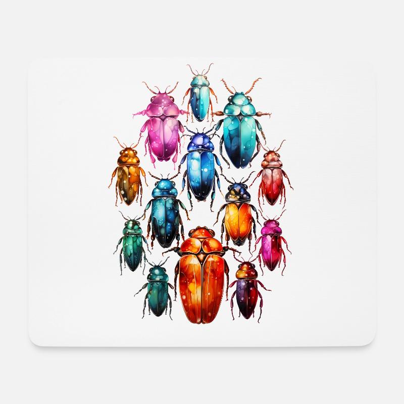 Coole Wasserfarben Boho Kaefer Insekten - Mousepad (Querformat) - Weiß