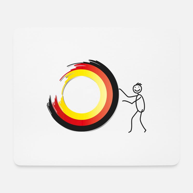 Team Deutschland, abstrakte Strichfigur mit Flagge - Mousepad (Querformat) - Weiß