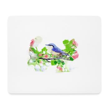 grand, oiseau, fleurs, aquarelle - Tapis de souris (format paysage) - blanc - Devant