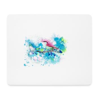 grand, oiseau, fleurs, aquarelle, bleu - Tapis de souris (format paysage) - blanc - Devant