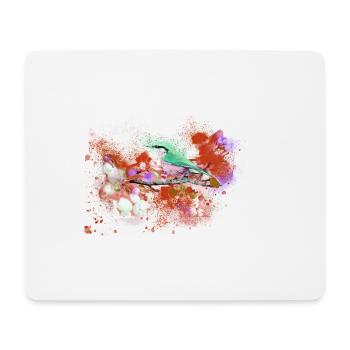 great,bird,flowers,watercolor,red - Mouse Pad (horizontal) - white - Front