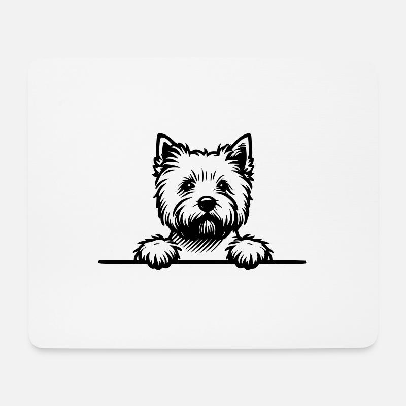 Peeking Westie - West Highland Terrier Vektor - Mousepad (Querformat) - Weiß