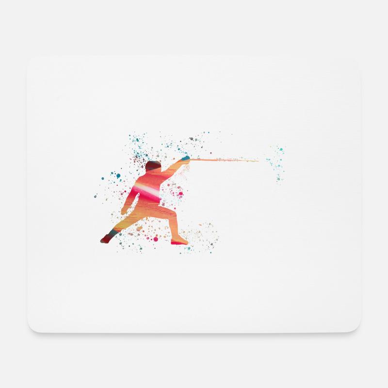 fechten graffitifechten,touché,fechter,fechtsport, - Mousepad (Querformat) - Weiß