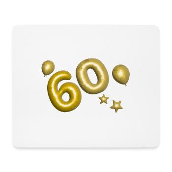 60, anniversaire, 60e anniversaire, or, ballons, 3D - Tapis de souris (format paysage) - blanc - Devant
