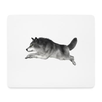 Grauer Wolf rennt - Mousepad (Querformat) - Weiß - Vorne