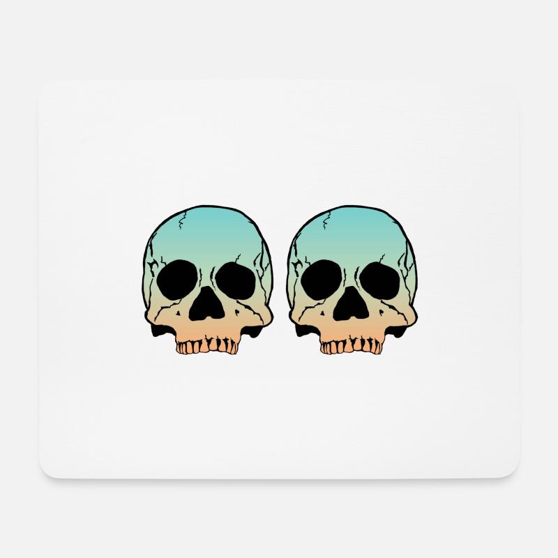 2 Skulls - Mousepad (Querformat) - Weiß