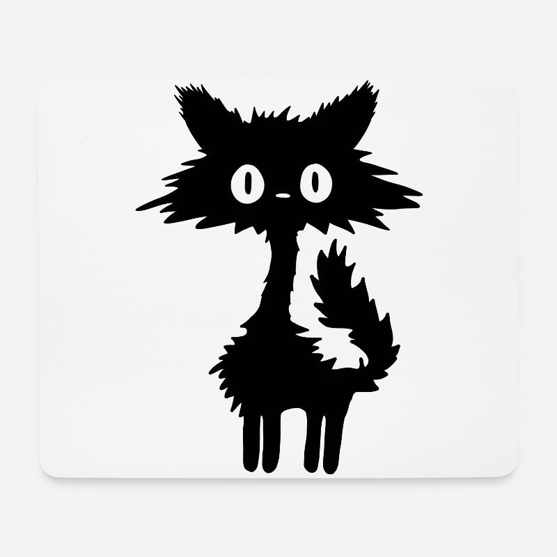 Schwarze Katze - Mousepad (Querformat) - Weiß