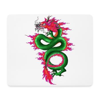 Drache Grün Pink - Mousepad (Querformat) - Weiß - Vorne