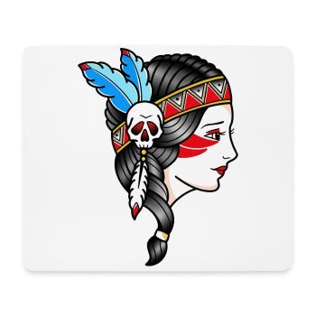 Indisches Frauengesicht - Zeichnung old school - Mousepad (Querformat) - Weiß - Vorne