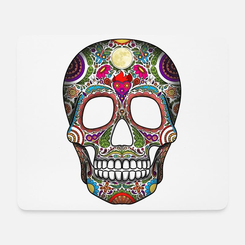 Zuckerschädel Tag der Toten - Mousepad (Querformat) - Weiß