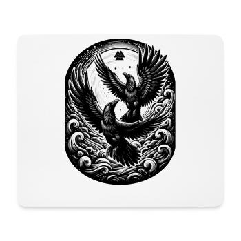 Wikinger, Raben, Hugin, Munin - Mousepad (Querformat) - Weiß - Vorne