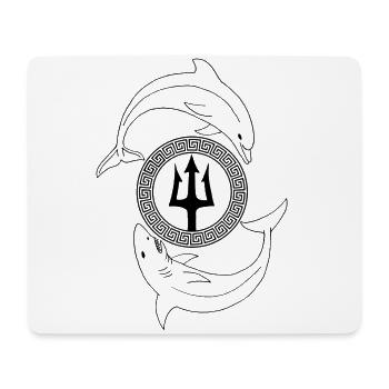 Dauphin et requin (noir) - Tapis de souris (format paysage) - blanc - Devant