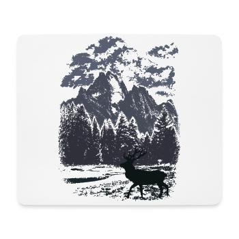 Bergwald und Rothirsch (Blau) - Mousepad (Querformat) - Weiß - Vorne