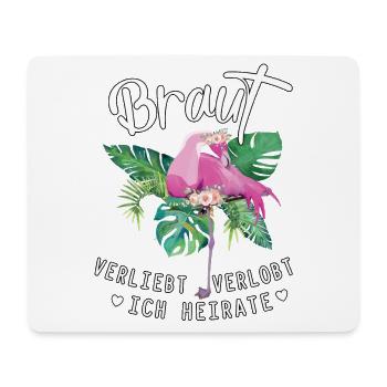 Braut Flamingo verliebt verlobt ich heirate jga - Mousepad (Querformat) - Weiß - Vorne