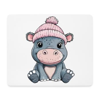 Hippopotamus Cute Cute Baby Kids Animal Cartoon - Mouse Pad (horizontal) - white - Front