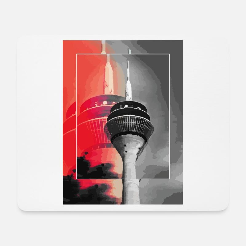 Düsseldorf Skyline Fernsehturm Deutschland Stadt - Mousepad (Querformat) - Weiß