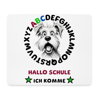 Einschulung HUND Hallo Schule - Mousepad (Querformat) - Weiß - Vorne