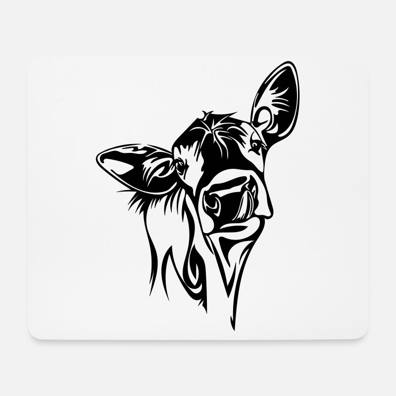 Kuh - Mousepad (Querformat) - Weiß