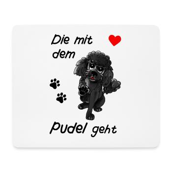 Pudeldesign - Die mit dem Pudel geht Comicstyle - Mousepad (Querformat) - Weiß - Vorne