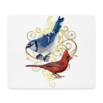 Der nördliche Kardinal und der blaue Eichelhäher - Mousepad (Querformat) - Weiß - Vorne