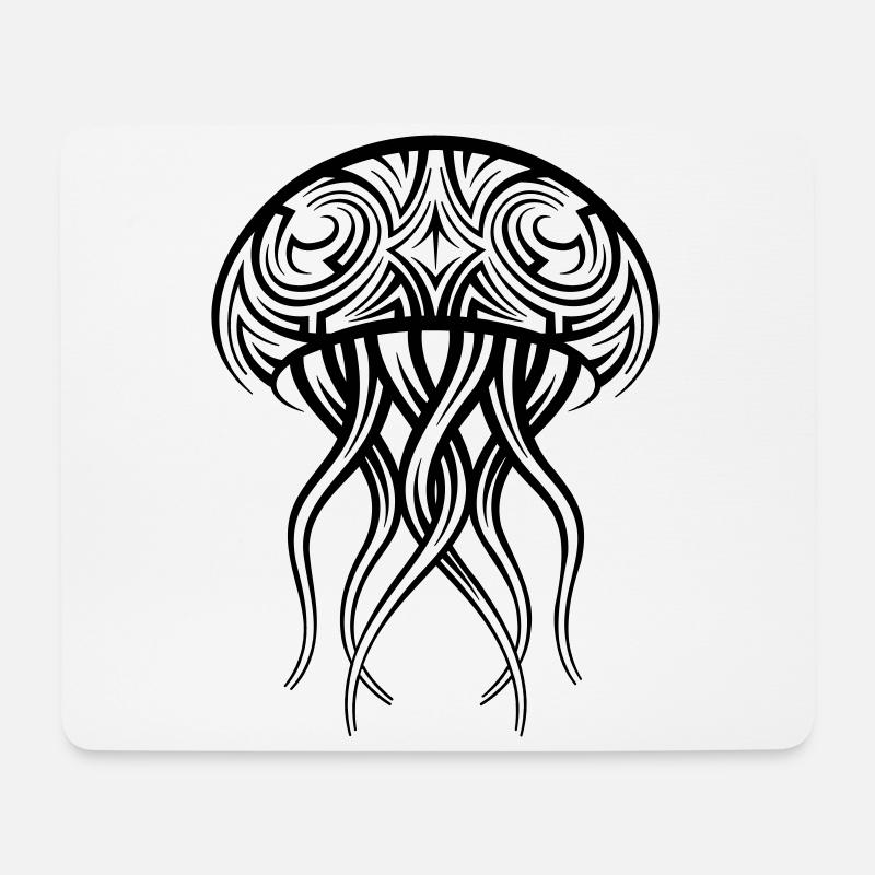 Qualle Tribal Tattoo - Mousepad (Querformat) - Weiß