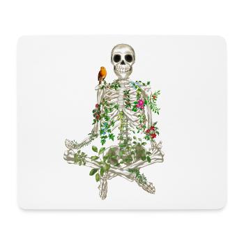 YOGA MEDITATION SKELETT – SKELETT UND BLUMEN - Mousepad (Querformat) - Weiß - Vorne