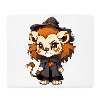 Cute Halloween lion with witch hat. - Mouse Pad (horizontal) - white - Front