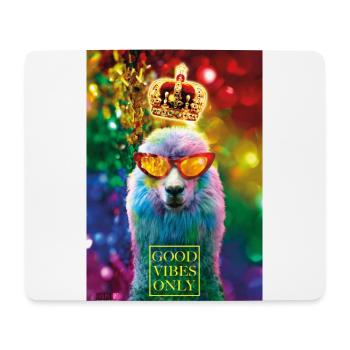01 Lama GOOD VIBES ONLY Luxus Poster Margarita Art - Mousepad (Querformat) - Weiß - Vorne