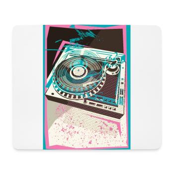 I LOVE VINYL, Pop Art, Turntable, Turntable - Mouse Pad (horizontal) - white - Front